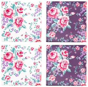 Altom Keramická podtácka Floral, 10 x 10 cm, sada 4 ks
