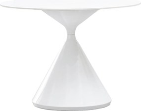 Jedálenský stôl, svetlý mramor/biela, priemer 100 cm, VALER TYP 2