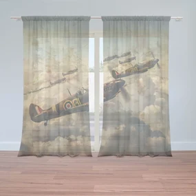 Sablio Záclony Stíhačky Spitfire v leteckej bitke: 2ks 150x250cm