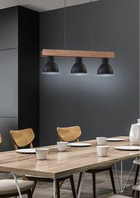 CLX Závesné svetlo nad jedálenský stôl v škandinávskom štýle BADAJOZ, 3xE27, 60W, čierna