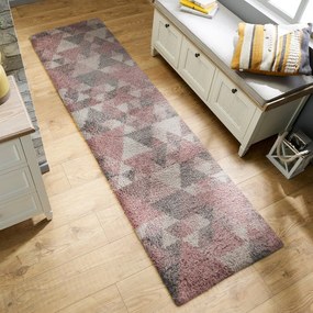 Sivo-ružový koberec Flair Rugs Nuru, 60 x 230 cm