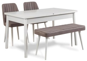 Jedálenský set Dobuse 2 (biela + sivá) (pre 4 osoby). Vlastná spoľahlivá doprava až k Vám domov. 1093785