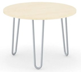 Okrúhly konferenčný stôl SPIDER, priemer 60 cm, sivo-strieborná podnož, breza