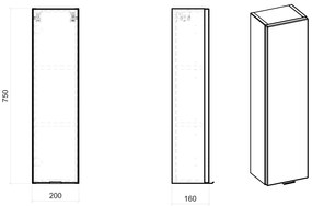 Kúpeľňová závesná skrinka KAPA dub zlatý - nízka vrchný