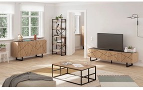 Čierny/prírodný regál v dekore duba 58x175 cm Dusan – Marckeric