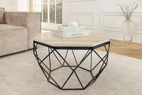 Dizajnový konferenčný stolík Beiwen 70 cm travertín čierny