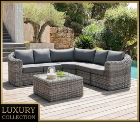 DEOKORK Ratanová modulová zostava rohová BORNEO LUXURY (sivá)