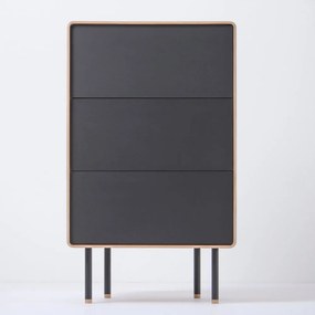 Vysoká komoda z dubového dreva v čierno-prírodnej farbe 60x100 cm Fina - Gazzda