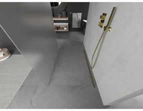 Mexen Kioto, priechodná sprchová zástena 100 x 200 cm, 8mm sklo námraza, 2x zlatá stabilizačná rozpera, 800-100-002-50-30
