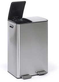 Kôš na triedený odpad, 2x 30 l, nerez, nášľapný