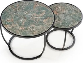 Set 2 ks. konferenčných stolíkov Inesz (zelený mramor + čierna). Vlastná spoľahlivá doprava až k Vám domov. 1092447