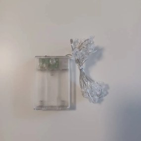 DECOLED LED svetelná reťaz snehová vločka na batérie, ľadovo biela, 20 LED diód, 2,3 m