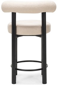 Barová židle Pedro bouclé ecru/černá