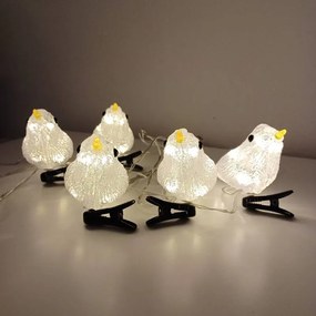 DECOLED LED svetelné vtáky, akryl, 5 ks, teplá biela