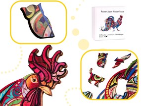 KIK KX5371 Drevené puzzle kohút A3 83 prvkov