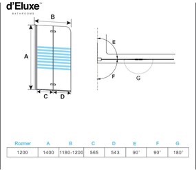 D‘Eluxe - VAŇOVÉ ZÁSTENY - Vaňová zástena STRIPE ST12P Pravá montáž xcm vaňová zástena vzorovaná číre 6 chróm pravá spúšťania a zdvíhania 120 140 120x140
