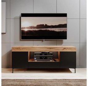 TV skrinka/stolík Giuseppo (s osvetlením) (dub lancaster + čierna). Vlastná spoľahlivá doprava až k Vám domov. 1098646