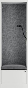 Akustická kabína SALLY MentalBox 600 mm – biely korpus, sivé sedadlo