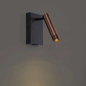 Moderné nástenné svietidlo čierne s tmavým bronzom nastaviteľné s USB-C - Croft