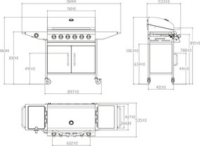 Plynový nerezový BBQ gril so 6 horákmi + bočným horákom CHICAGO