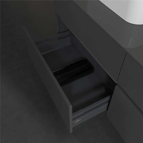 VILLEROY &amp; BOCH Collaro závesná skrinka pod dve umývadlá na dosku, 4 zásuvky, 1400 x 500 x 548 mm, Glossy Grey, C10300FP