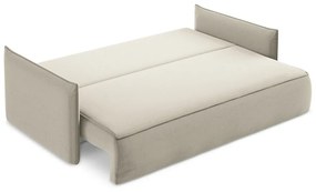 Béžová zamatová rozkladacia/s úložným priestorom pohovka 225 cm Hula – Makamii