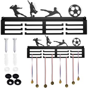 Nástenný vešiak na medaily FUTBAL čierny