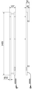 Mexen Pino, elektrické vykurovacie teleso s vešiakmi na uteráky 1405x137 mm, 150 W, biela, W301-1405-137-00-20