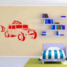 Veselá Stena Samolepka Detské autíčko Jeep Farba: červená, Veľkosť: 100 x 58 cm