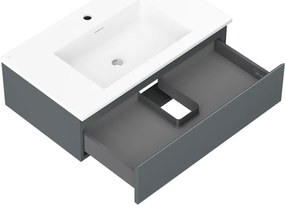 Mexen Orio, kúpeľňová skrinka 80 cm s umývadlom Otis, 1 zásuvka, grafitová matná/biela matná, 91A10-08023-1-BF66-W18M01