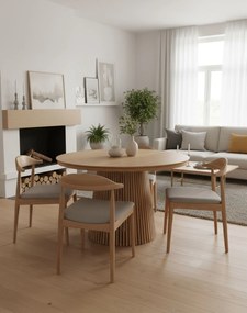 Rozkladací okrúhly stôl Fjord s lamelami, 120 cm–200 cm