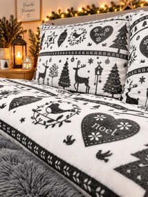 INTERMEDIC SK Posteľná obliečka Mikroplyš Merry Christmas sivá 140x200/70x90 cm – zapínanie na zips