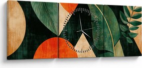 Obraz - Geometrické prírodné motívy II. (s hodinami) (90x30 cm)