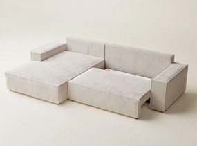 Krémovobiela ženilková rozkladacia/s úložným priestorom rohová pohovka (ľavý roh/s leňoškou) Maze – Maison de Rêve