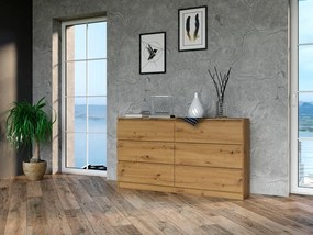 Komoda Musecalo 6 140 (dub artisan). Akcia -19%. Vlastná spoľahlivá doprava až k Vám domov. 1132819