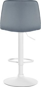 Barová stolička Lex - koženka, biely rám - šedá