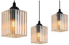 Závesné svietidlo Riffle Square, 4x medové sklenené tienidlo, b
