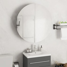 Kúpeľňová skrinka s okrúhlym zrkadlom a LED dubová 54x54x17,5cm 345590