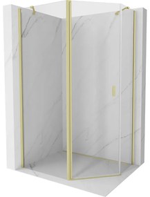 Mexen Mist, päťuholníkový sprchový kút výklopný 100 x 80 cm, číre sklo, zlatý matný profil, 8A8-100-080-55-00