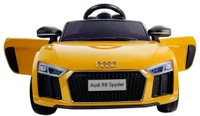 RAMIZ ELEKTRICKÉ AUTÍČKO AUDI R8 SPYDER - NELAKOVANÉ - ŽLTÉ - 2x45W - 2x6V4,5Ah -2023