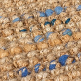 Ručne tkaný jutový behúň v modro-prírodnej farbe 60x230 cm Jute Boucle Blue – Flair Rugs