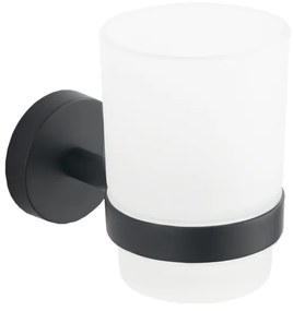 Závesný guľatý držiak kefiek MEXEN LOFT - kov / sklo - čierny matný, 7012638-70