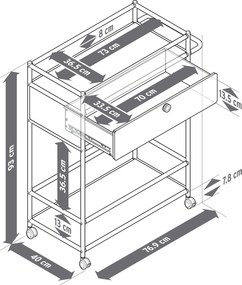 Kovový stolík »CN3« so zásuvkou