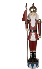 Červená kovová dekorácia socha Luskáčik Merry Christmas - 67*41*203 cm