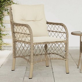 Záhradné stoličky s podložkami 2 ks béžové polyratan 365156