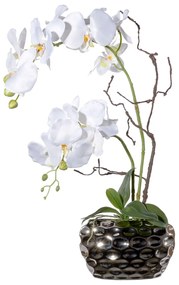 Gasper Umelý kvet Orchidea v oválnej váze, biela, 55 cm