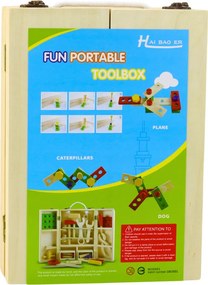 LEAN Toys Sada malého majstra – drevený box s náradím, 35 ks