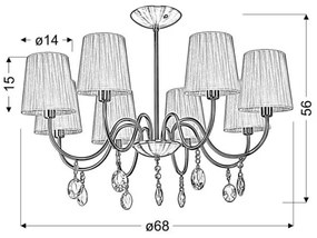 Luster na tyči SORENTO 8xE14/40W/230V čierna