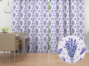 Biante Dekoračný záves PML-055 Levandule a srdcia na bielom 145x210 cm