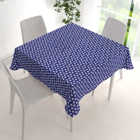 Biante Bavlnený štvorcový obrus Sandra SA-214 Biele bodky na modrom 70x70 cm
